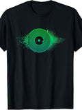 Men's And Women's T-Shirt, Retro Vinyl Record Dj Turntable Graphic, Music Festival Party Summer Wear