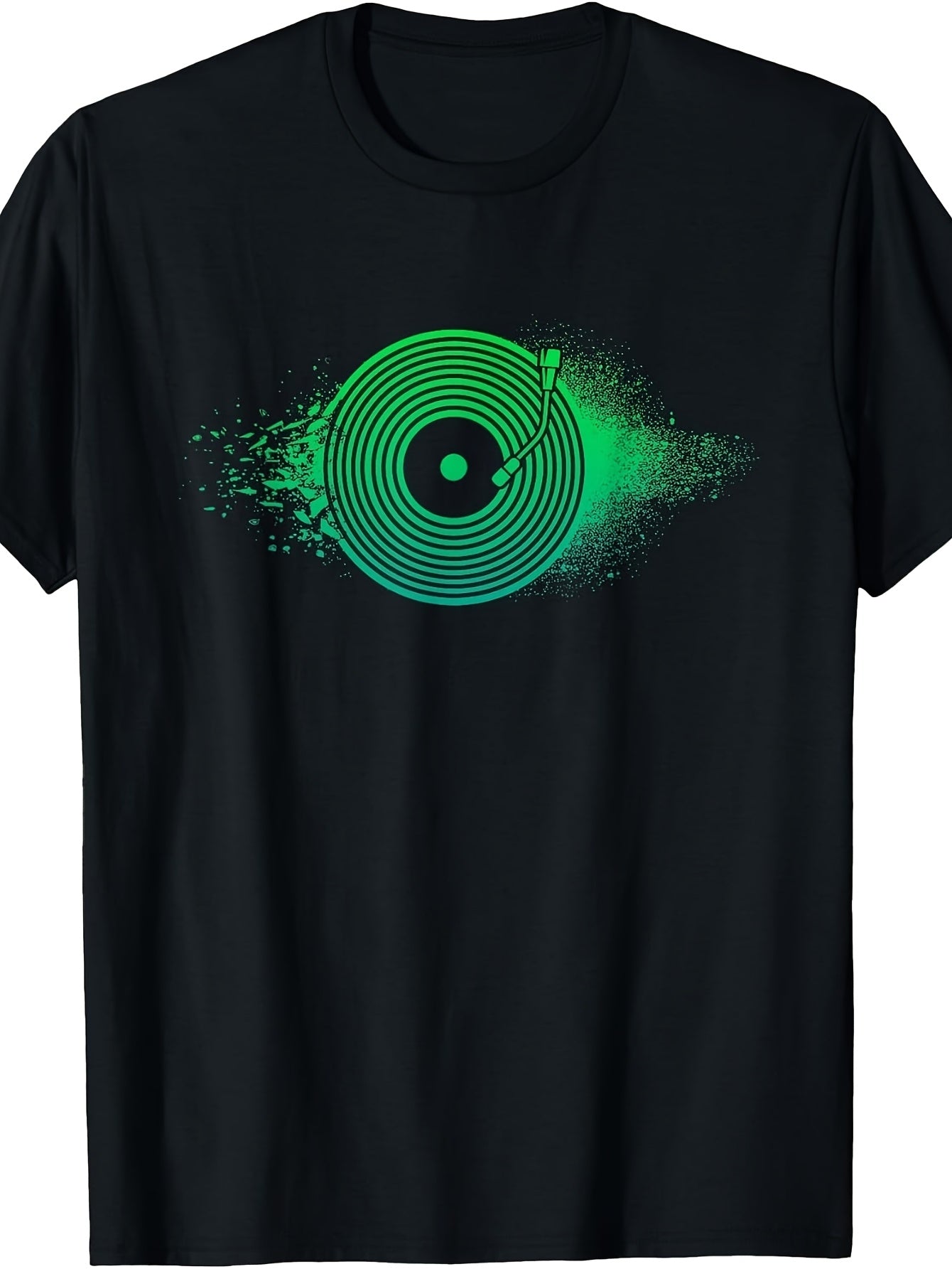 Men's And Women's T-Shirt, Retro Vinyl Record Dj Turntable Graphic, Music Festival Party Summer Wear