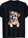 Casual Men'S And Women'S T-Shirt, Cute Cartoon Pug Dog Graphic, Summer Daily Wear