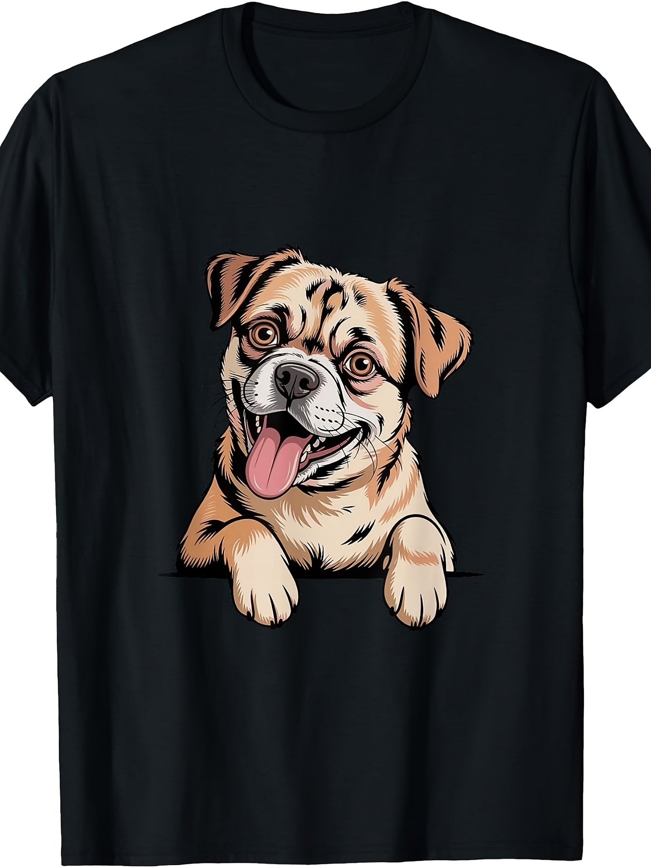 Casual Men'S And Women'S T-Shirt, Cute Cartoon Pug Dog Graphic, Summer Daily Wear