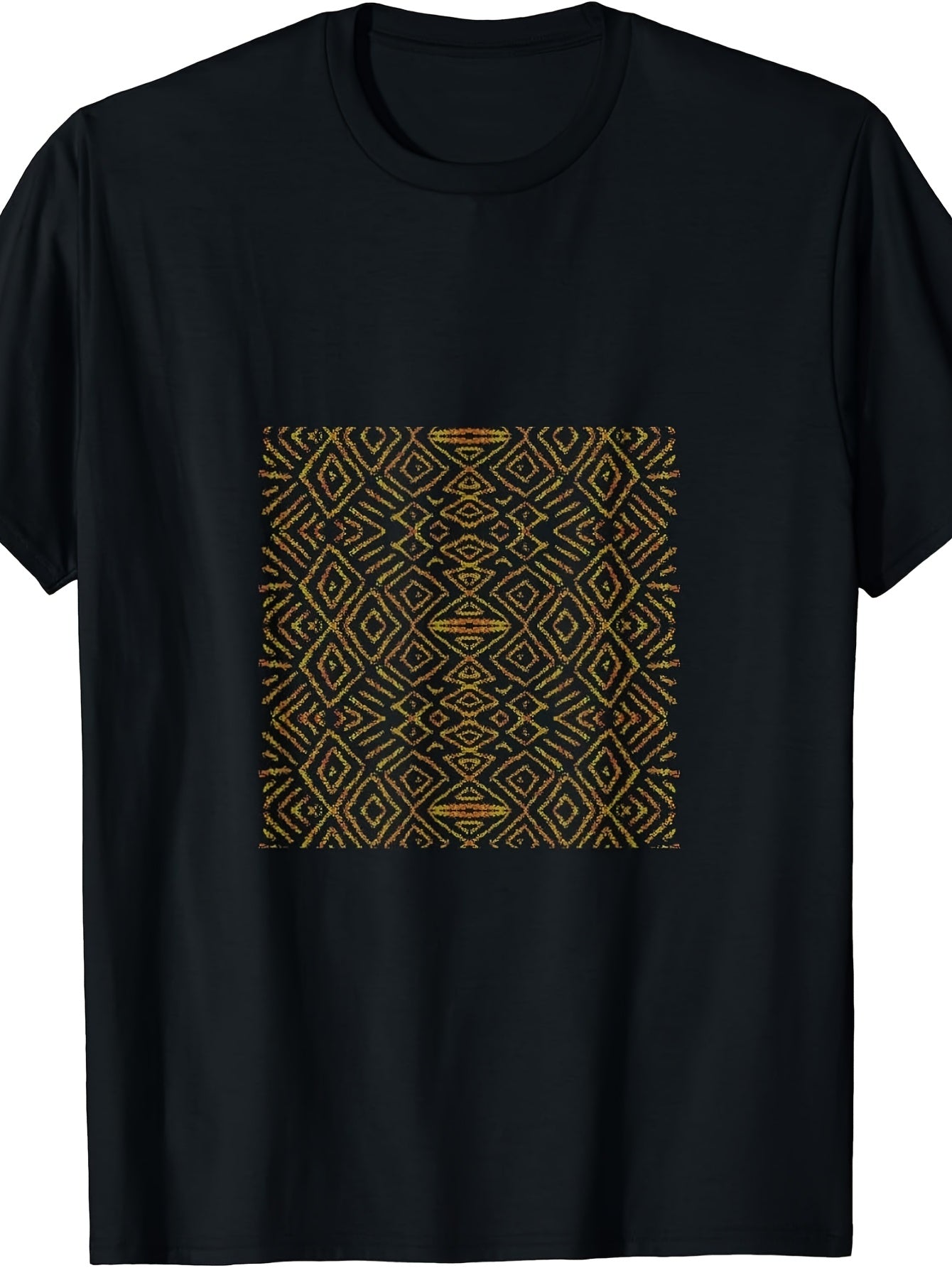 Men's And Women's T-Shirt, Geometric Diamond Pattern, Casual Wear Summer