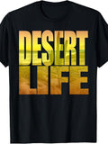 Men's And Women's T-Shirt, Retro Vintage Style, Desert Life Cactus Sunset Graphic, Summer Outdoor Hiking Camping Vacation