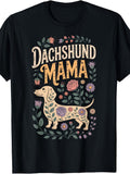 Vintage Floral Dachshund Mama Men's And Women's T-Shirt, Cute Dog Lover Graphic Tee for Spring Summer Casual Wear