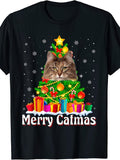 Merry Catmas Christmas Norwegian Forest Cat Xmas Holidays T-Shirt for Men Women